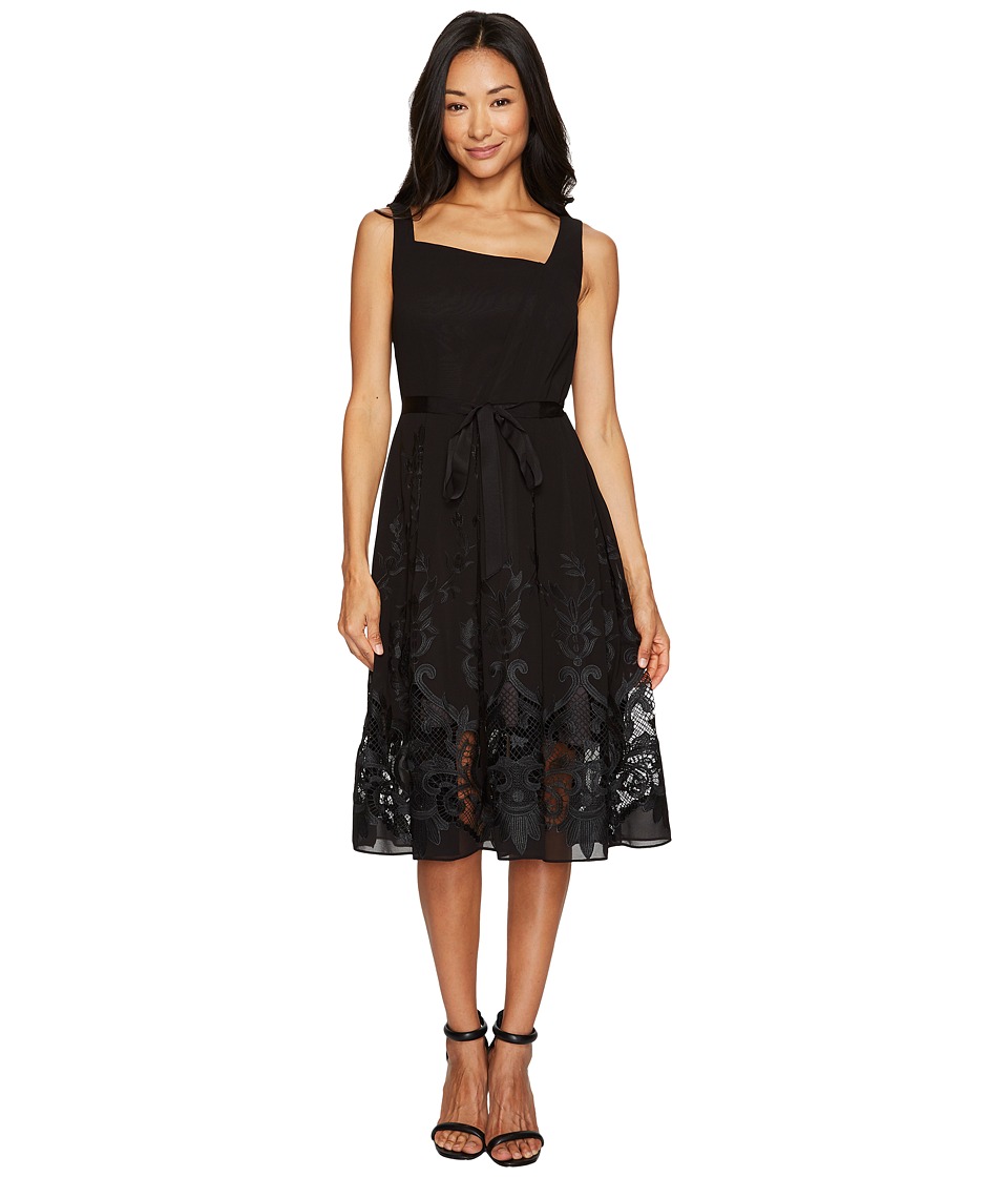 Tahari by ASL Petite Petite Embroidered Hem Dress (Black) Women