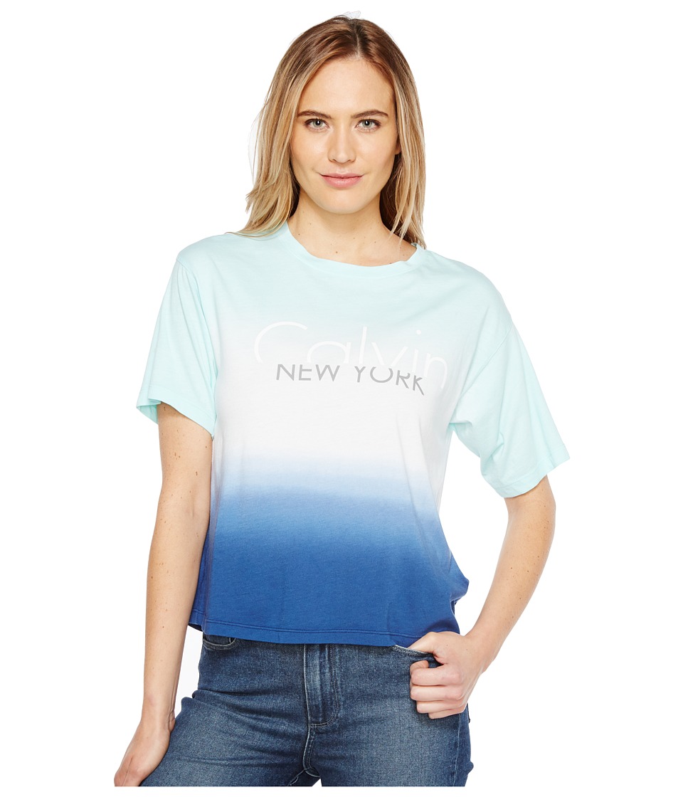 Calvin Klein Jeans Dip-Dye Logo Boy Fit T-Shirt (Fresh Mint) Women