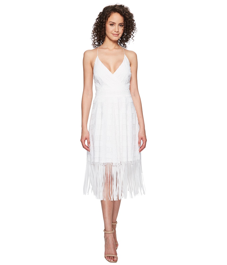 Nicole Miller Elina Burnout Fringe Party Dress (White) Women