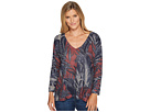Printed V-Neck Navy Top