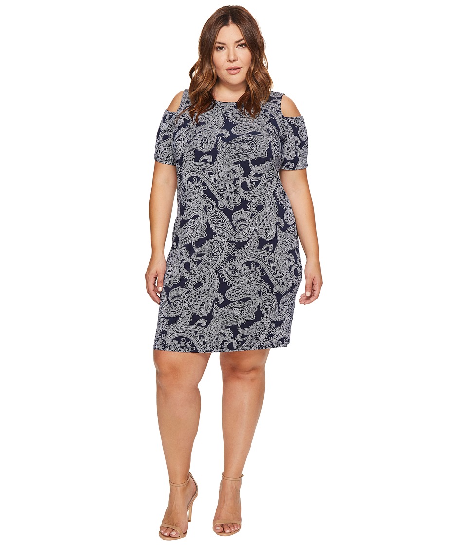 MICHAEL Michael Kors Plus Size Samara Cold Shoulder Dress (True Navy) Women