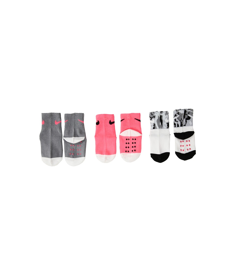 Nike Kids 3-Pair Pack Daytrip Cuff Grippies (Infant/Toddler) (Racer Pink) Girls Shoes
