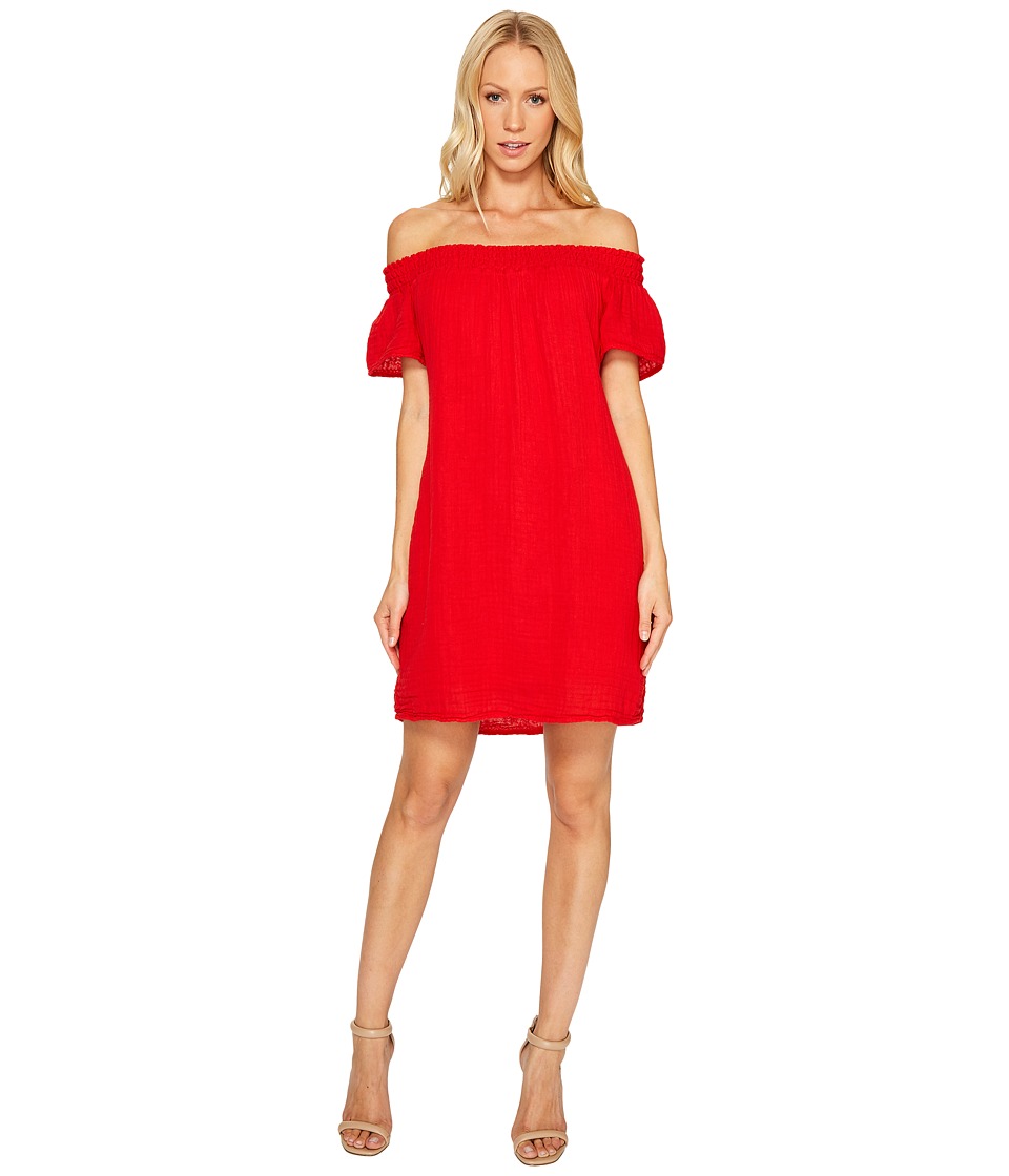 Michael Stars Double Gauze Smocked Off Shoulder Dress (Salsa) Women
