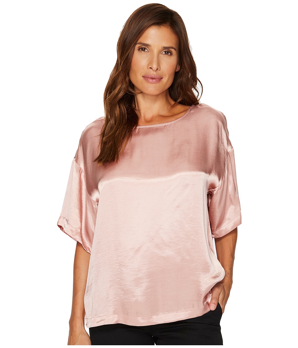 TWO by Vince Camuto Casual Satin Relaxed Tee (Iced Rose) Women