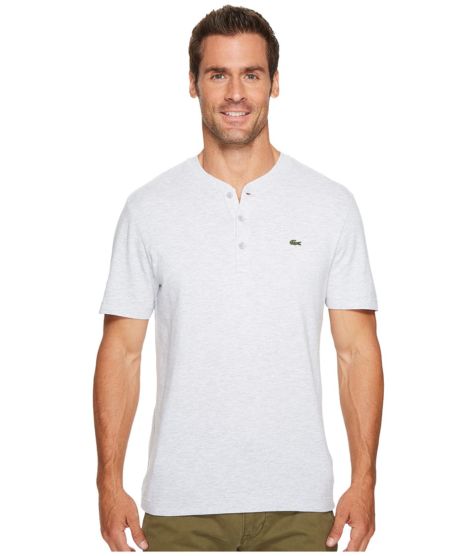 Lacoste Short Sleeve Plain Slubbed Jersey Tee with Textured Effect (Silver Chine/Flour) Men