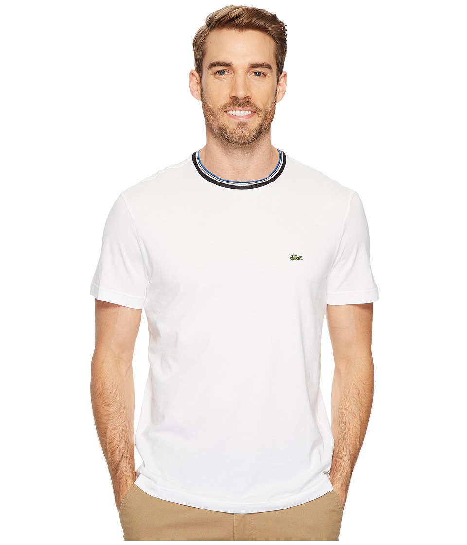 Lacoste Short Sleeve Semi Fancy Jersey Tee Regular Fit (White) Men