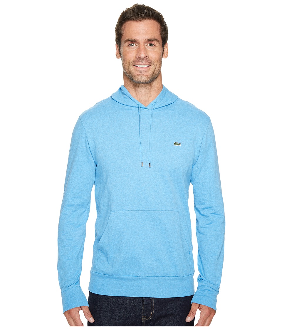 Lacoste Long Sleeve Jersey Hoodie Tee (Blue Lagoon Chine) Men