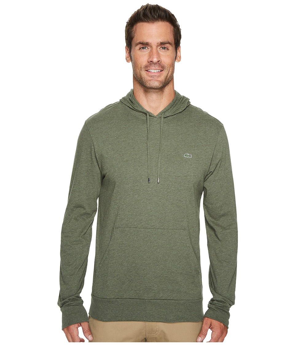 Lacoste Long Sleeve Jersey Hoodie Tee (Aventurine Chine) Men