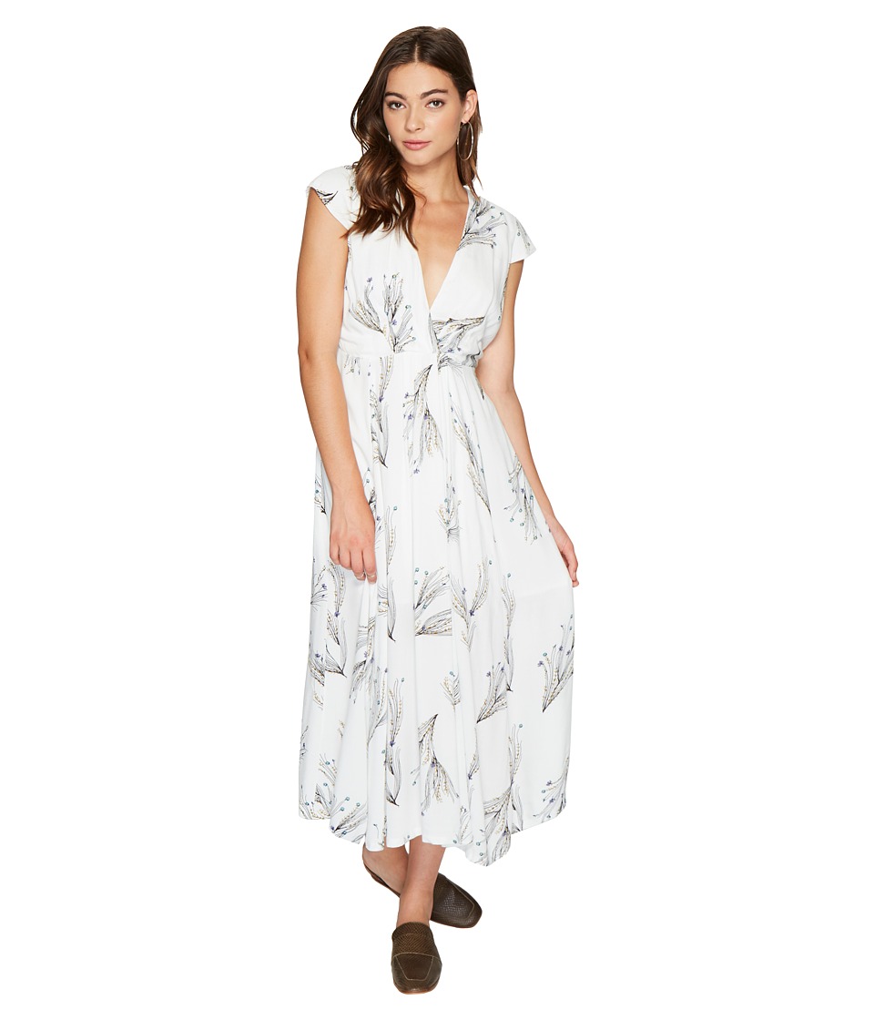 Free People Printed Retro Midi Dress (Ivory) Women