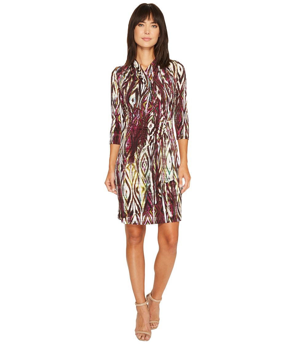 Karen Kane 3/4 Sleeve Cascade Wrap Dress (Print) Women