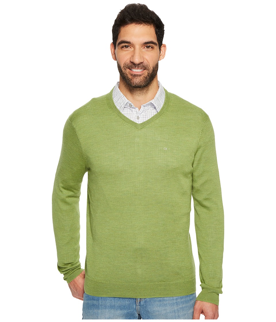 Calvin Klein Solid Merino V-Neck Sweater (Airasca) Men