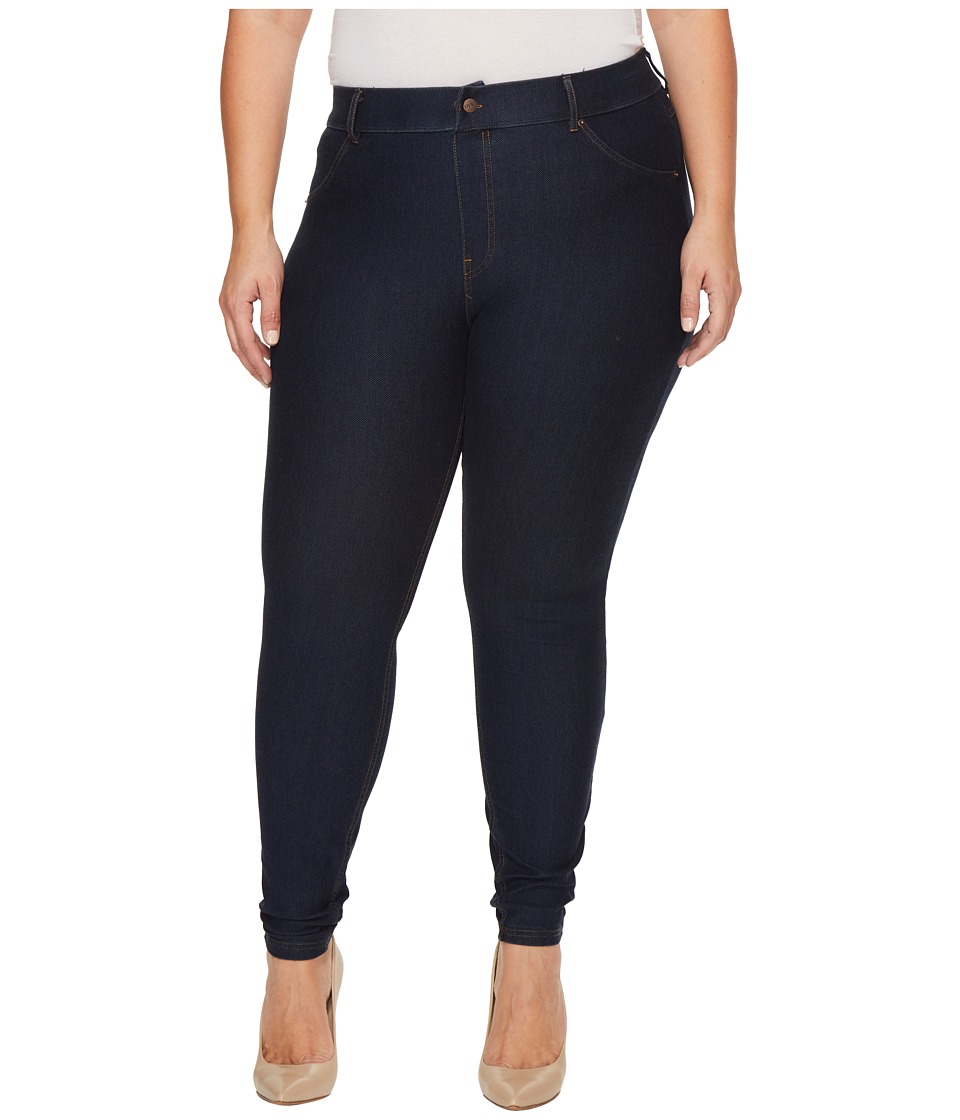 HUE Plus Size Essential Denim Leggings (Deep Indigo Wash) Women