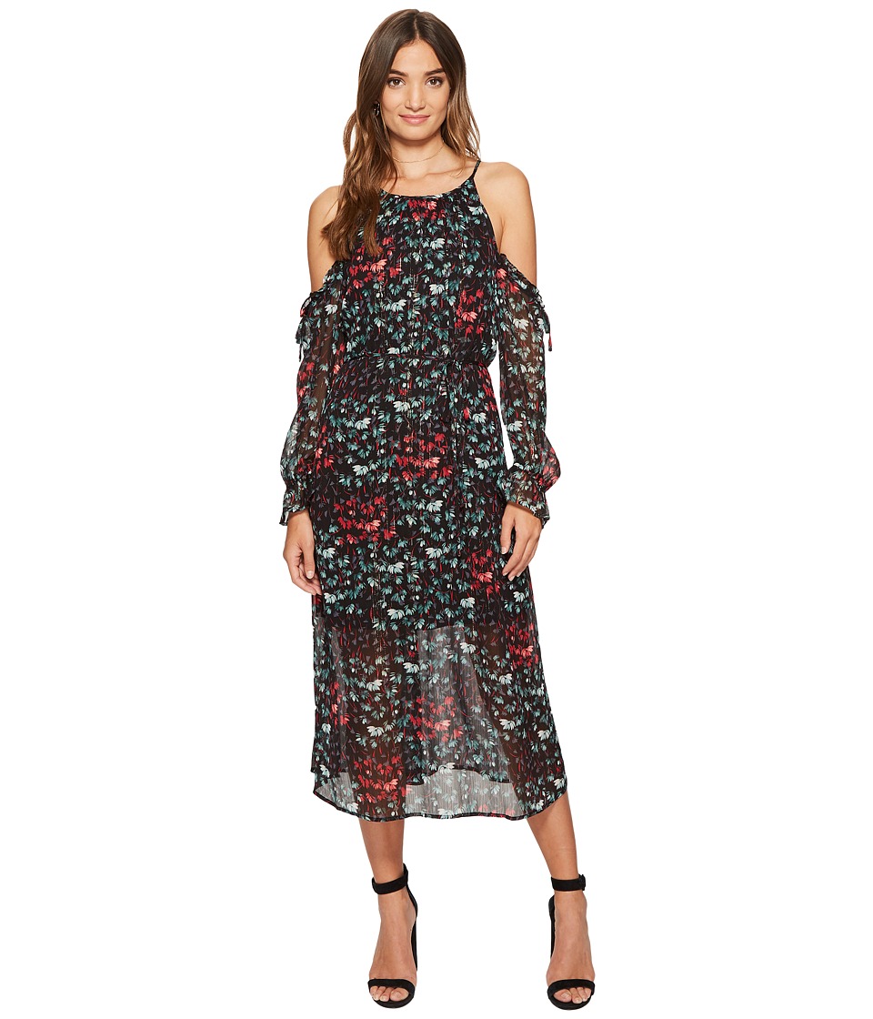 1.STATE Halter Neckline Cold Shoulder Maxi Dress (Rich Black) Women