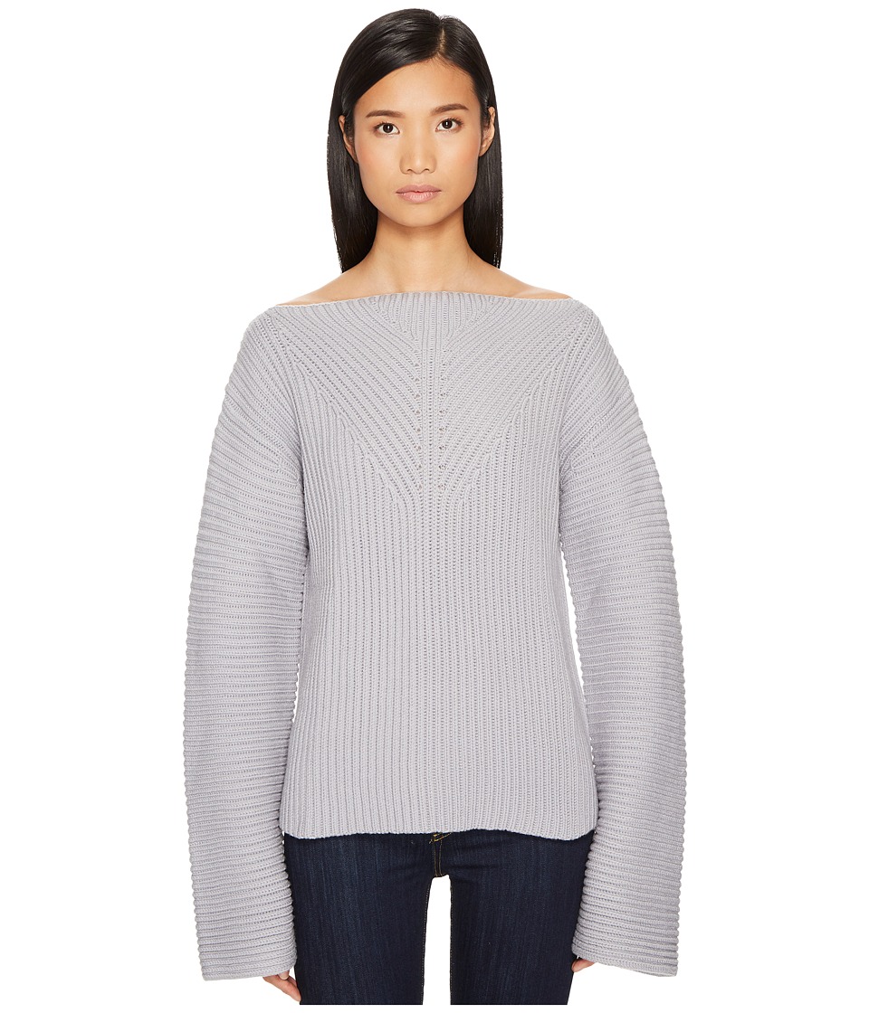 Jil Sander Navy Wool Boat Neck Long Sleeve Sweater (Silver/Grey) Women