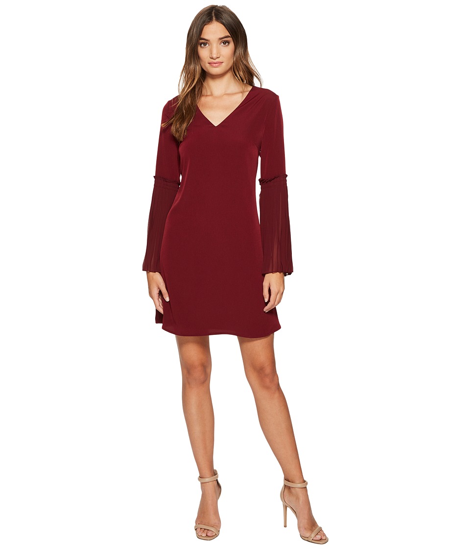 CeCe Madeline V-Neck Pleated Bell Sleeve (Burnt Crimson) Women