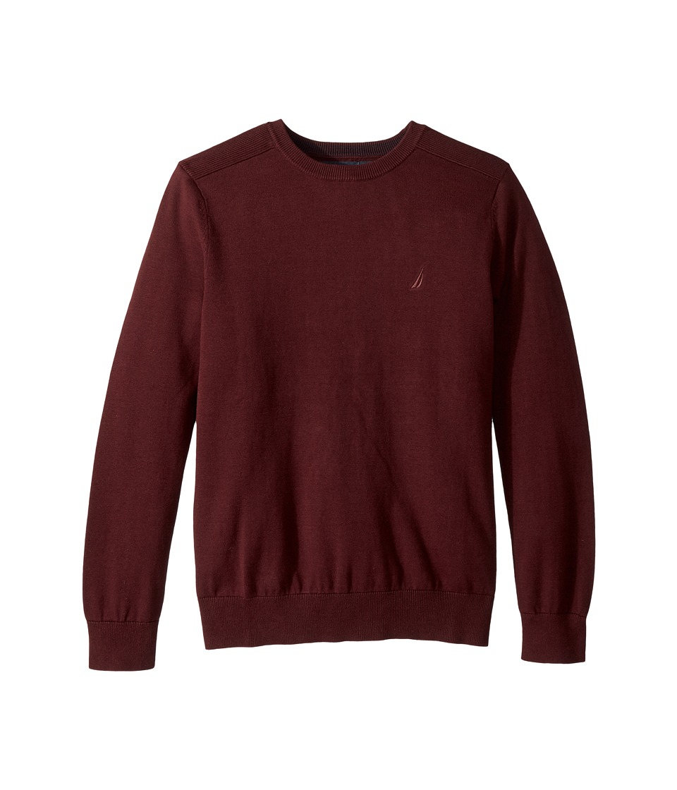 Nautica Solid Crew Neck Sweater (Royal Burgundy) Men