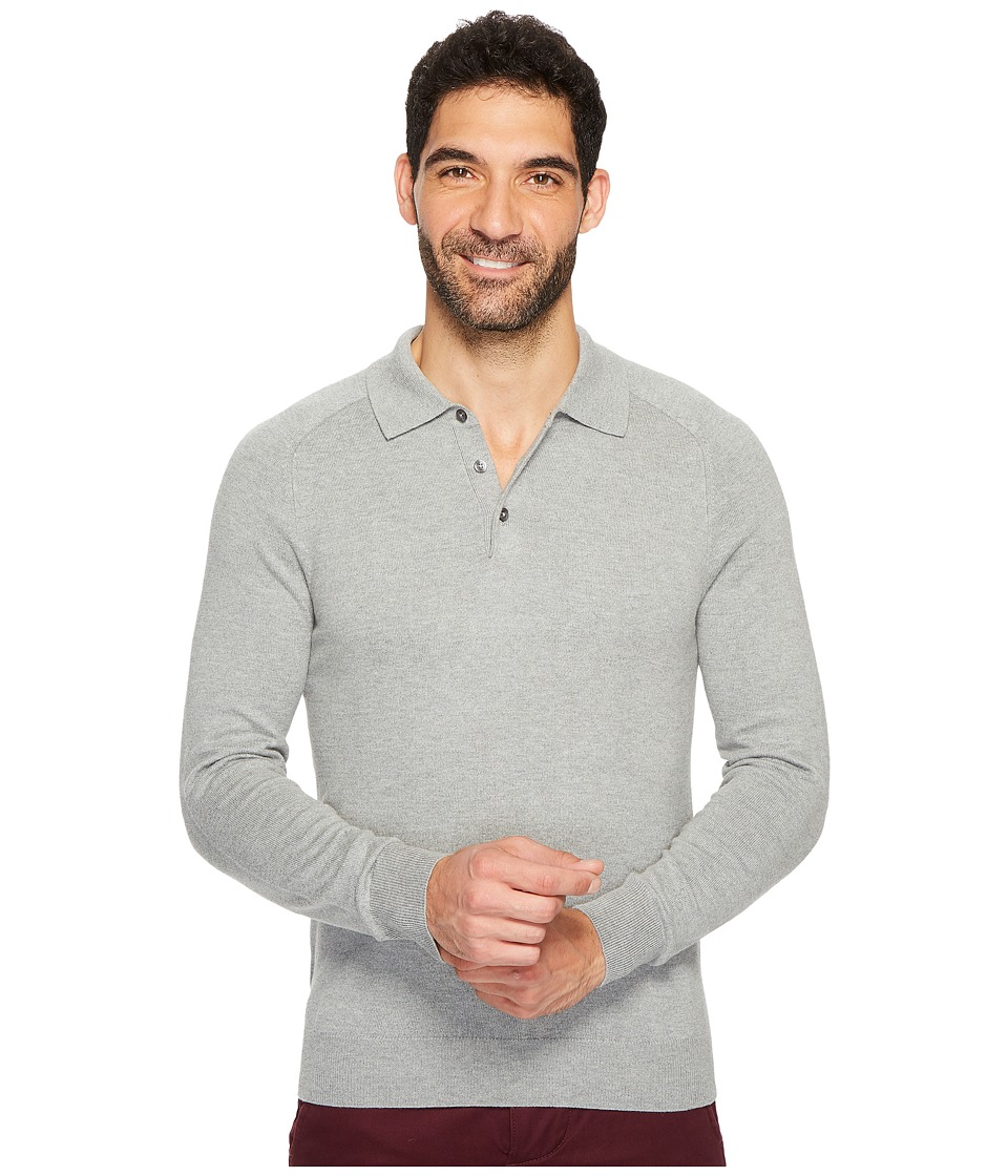 Perry Ellis Solid Polo Sweater (Smoke Heather) Men
