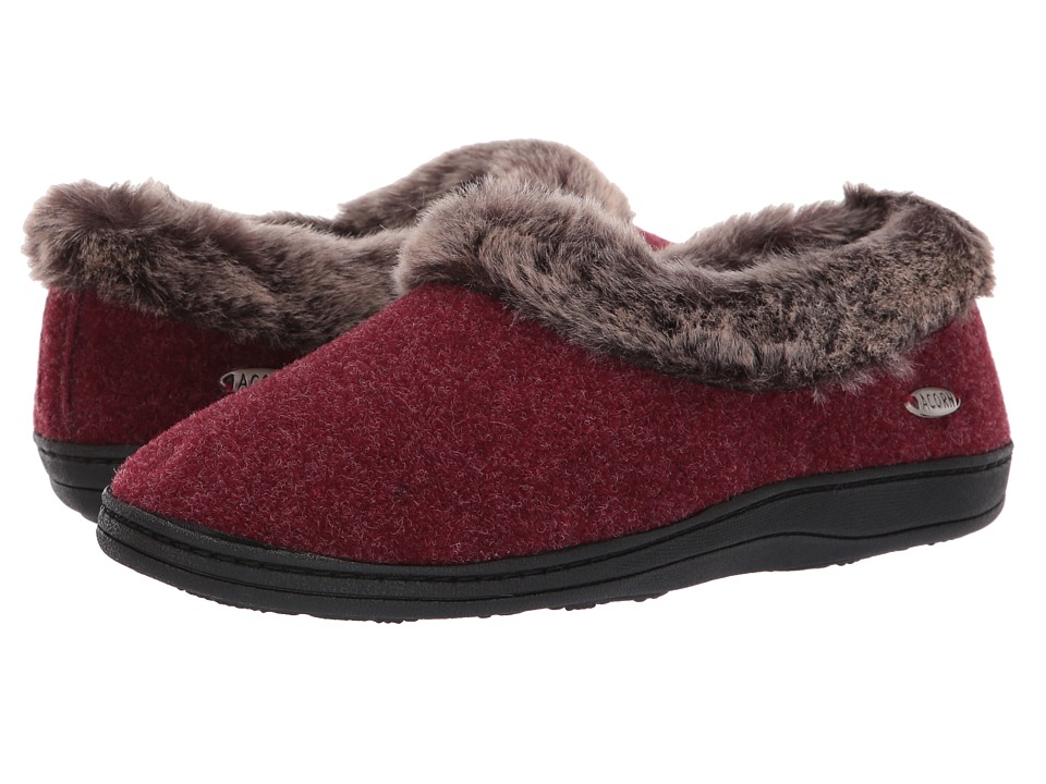Acorn Faux Chinchilla Collar (Crackleberry) Slippers