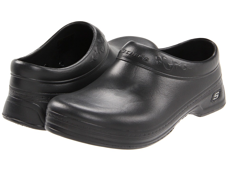 SKECHERS Work Oswald (Black Synthetic) Women's Clogs/Mule Shoes