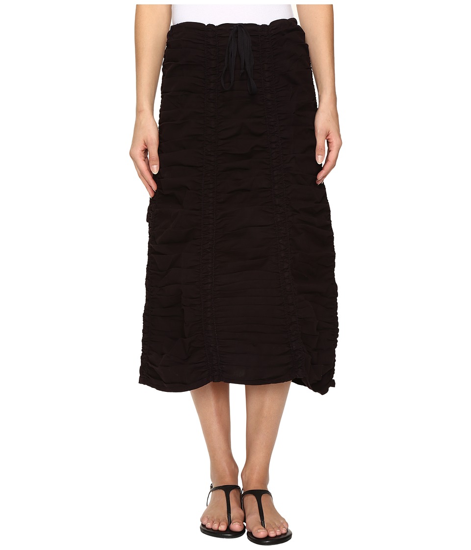 XCVI Stretch Poplin Double Shirred Panel Skirt (Black) Women