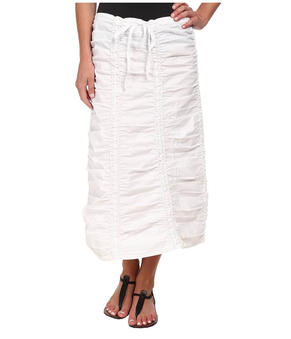 XCVI Stretch Poplin Double Shirred Panel Skirt (White) Women