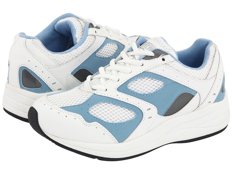 Drew Flare (White/Blue Leather/White Mesh) Women's Walking Shoes
