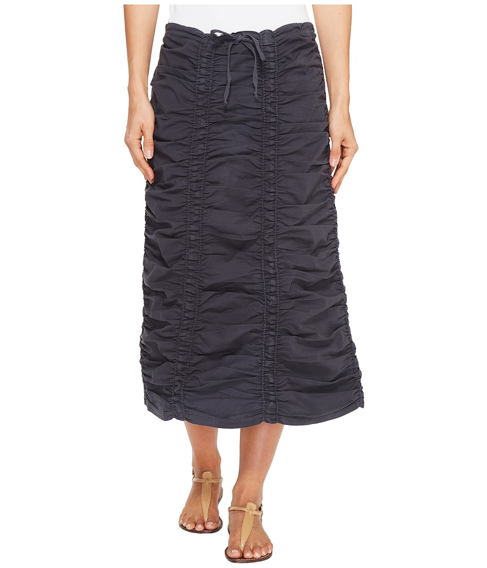 XCVI Stretch Poplin Double Shirred Panel Skirt (Charcoal) Women