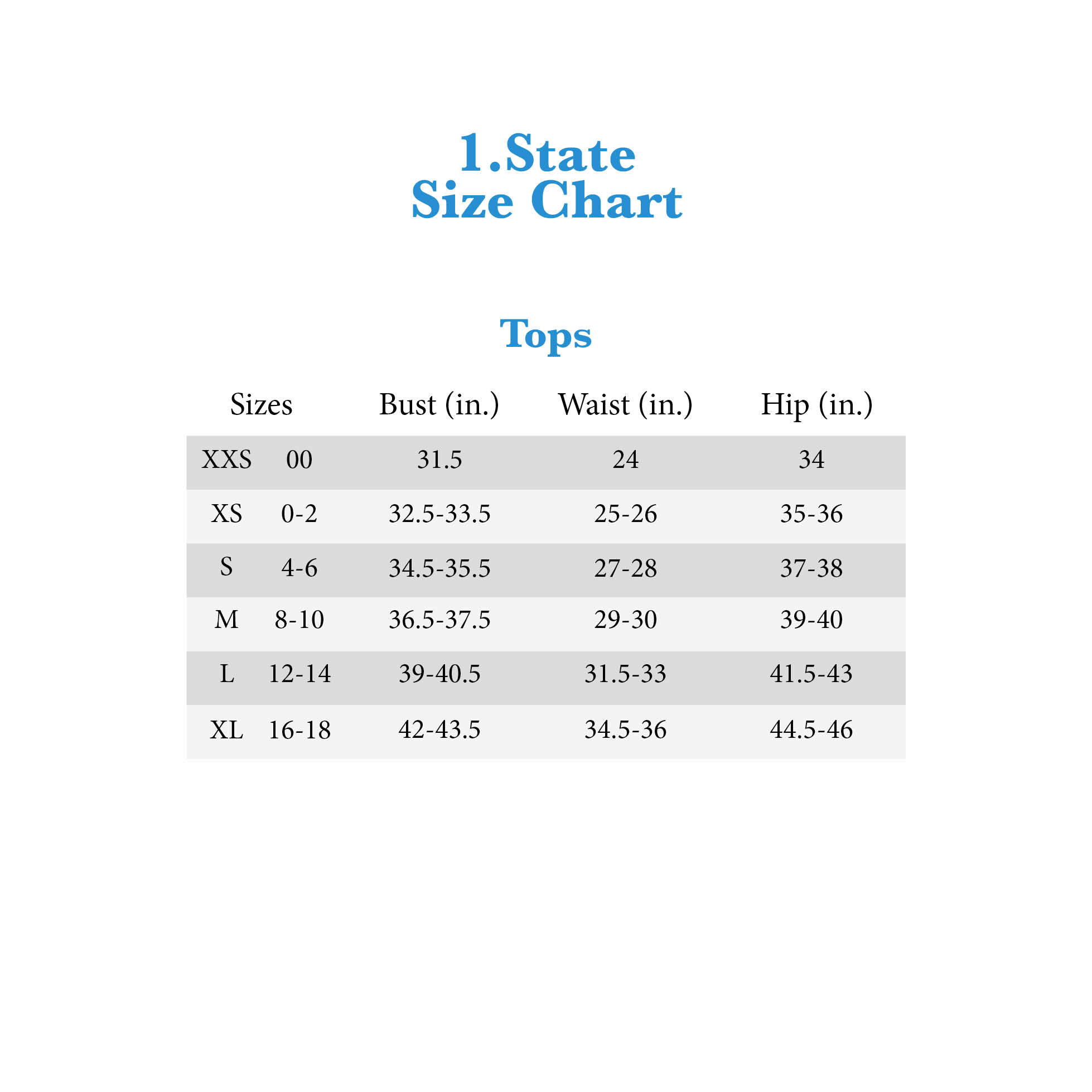 State Size Chart
