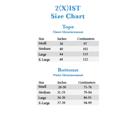 2xist Size Chart