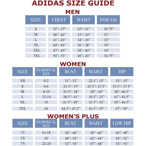 adidas men's pants sizing