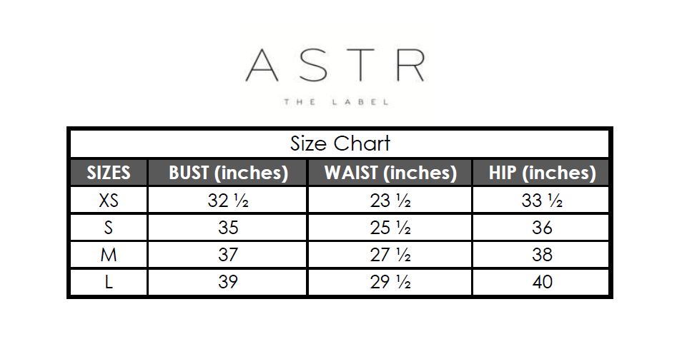 Astr Dress Size Chart