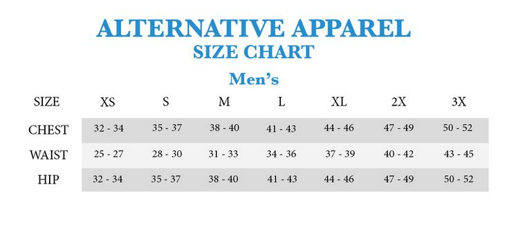 Alternative Apparel Size Chart