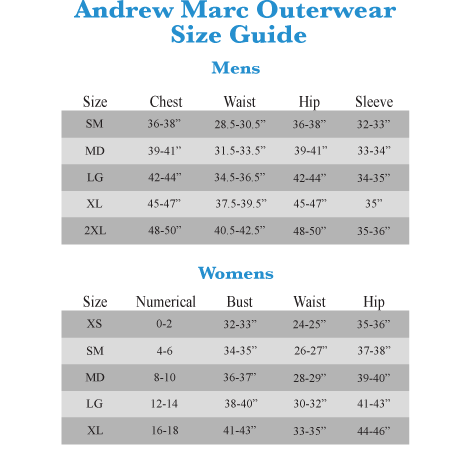 Marc New York Size Chart