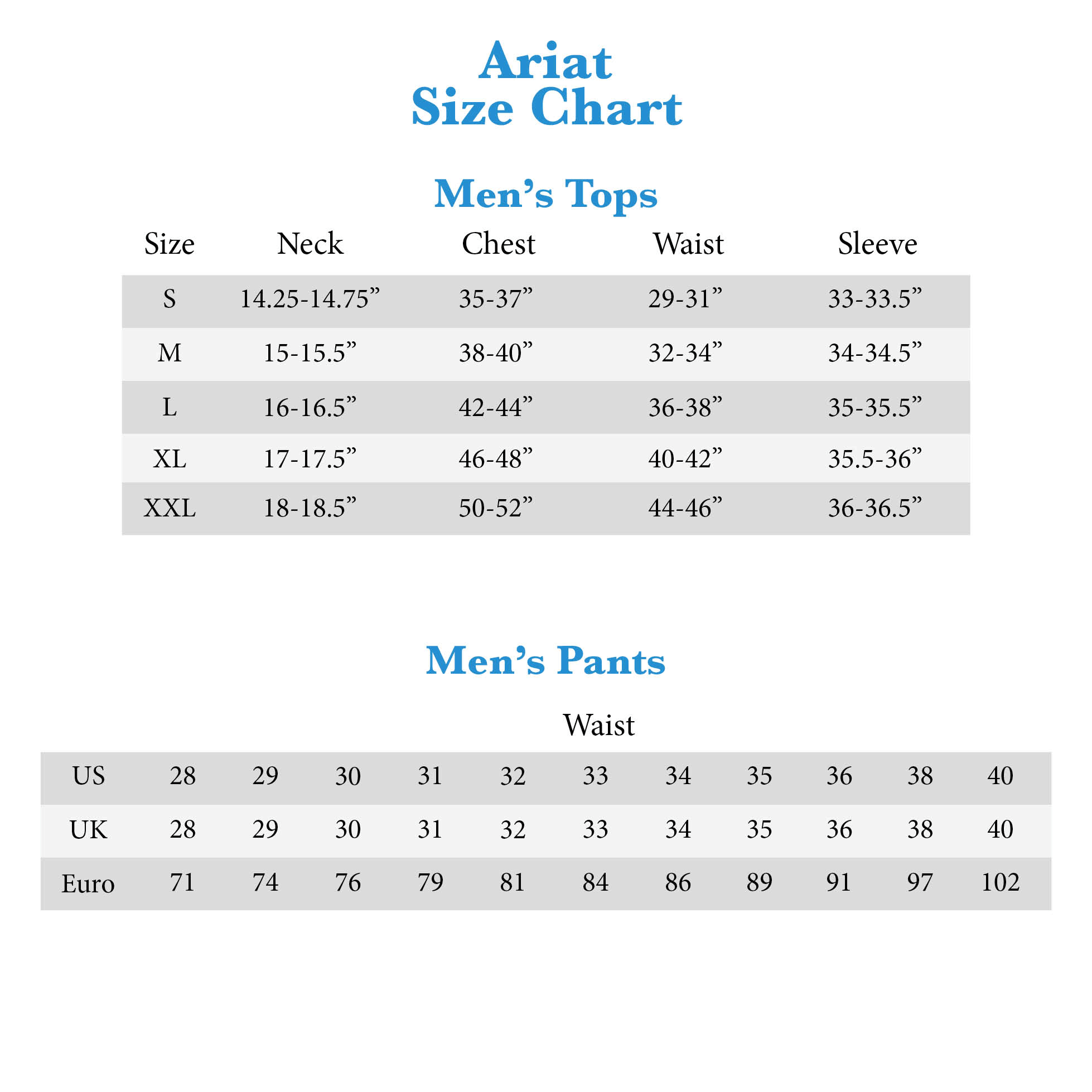 Ariat Boot Size Conversion Chart