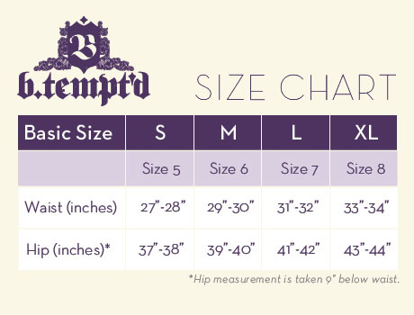 B Tempt D Size Chart