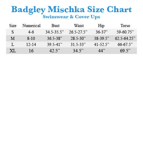 Badgley Mischka Swimwear Size Chart