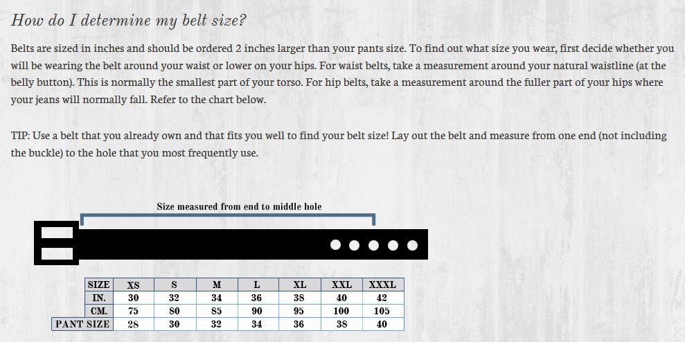 Belt Size Chart Women S Cm