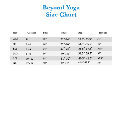 Beyond Yoga Size Chart