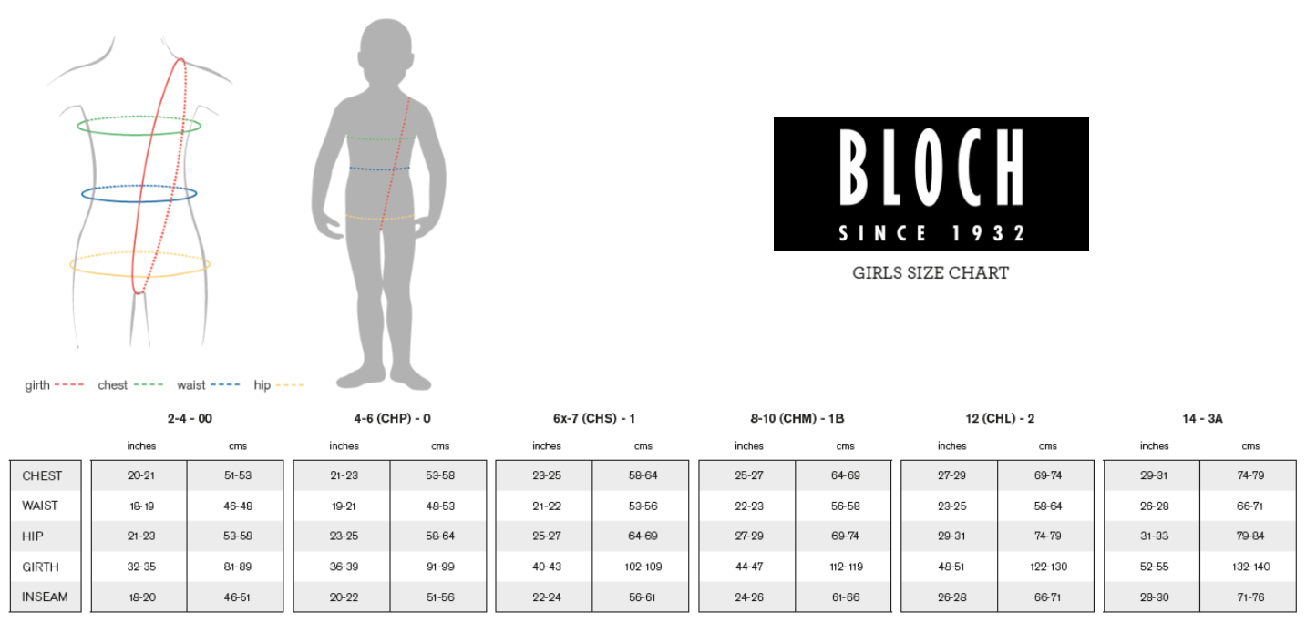 Bloch Booties Size Chart