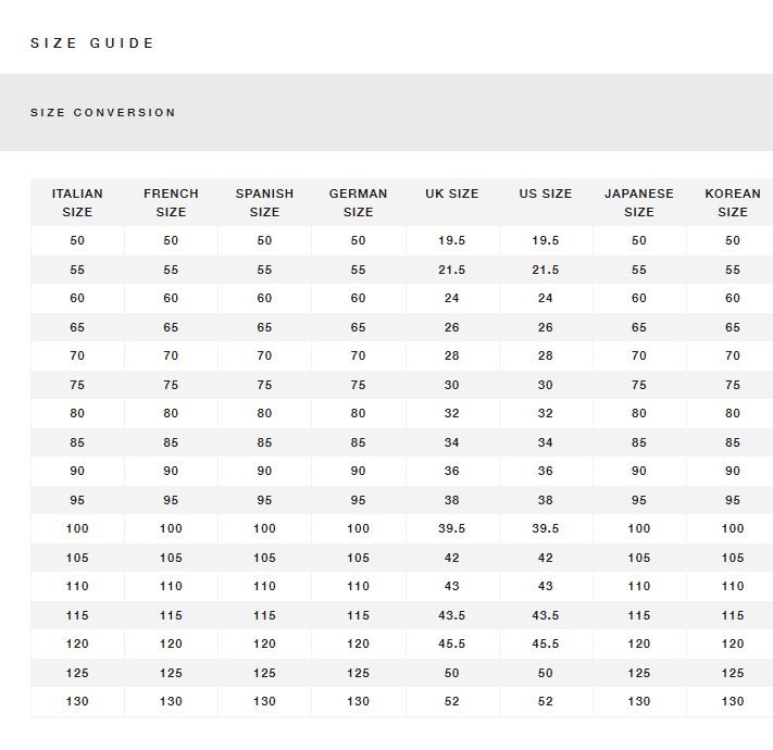 Mens Gucci Belt Size Chart | NAR Media Kit