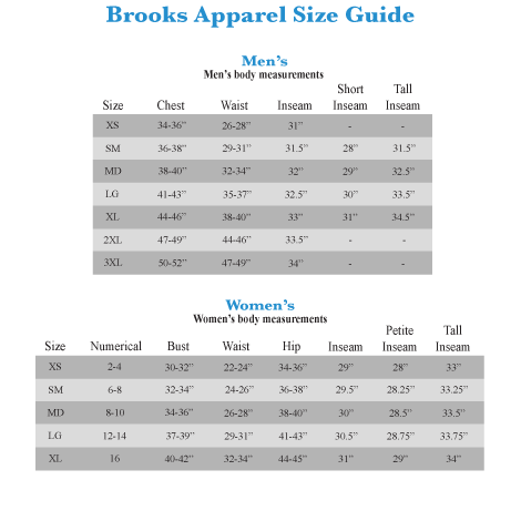 brooks womens size chart