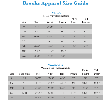 brooks bra size chart