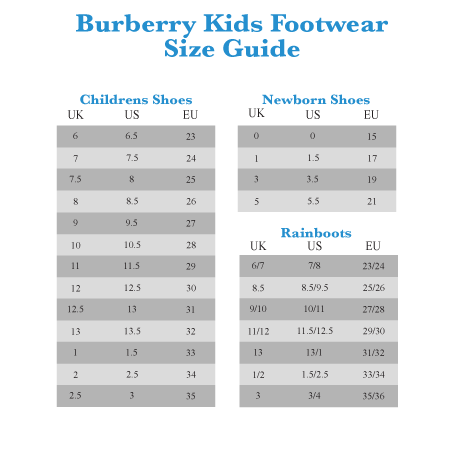 Burberry T Shirt Size Chart