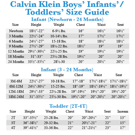 Calvin Klein Outerwear Size Chart