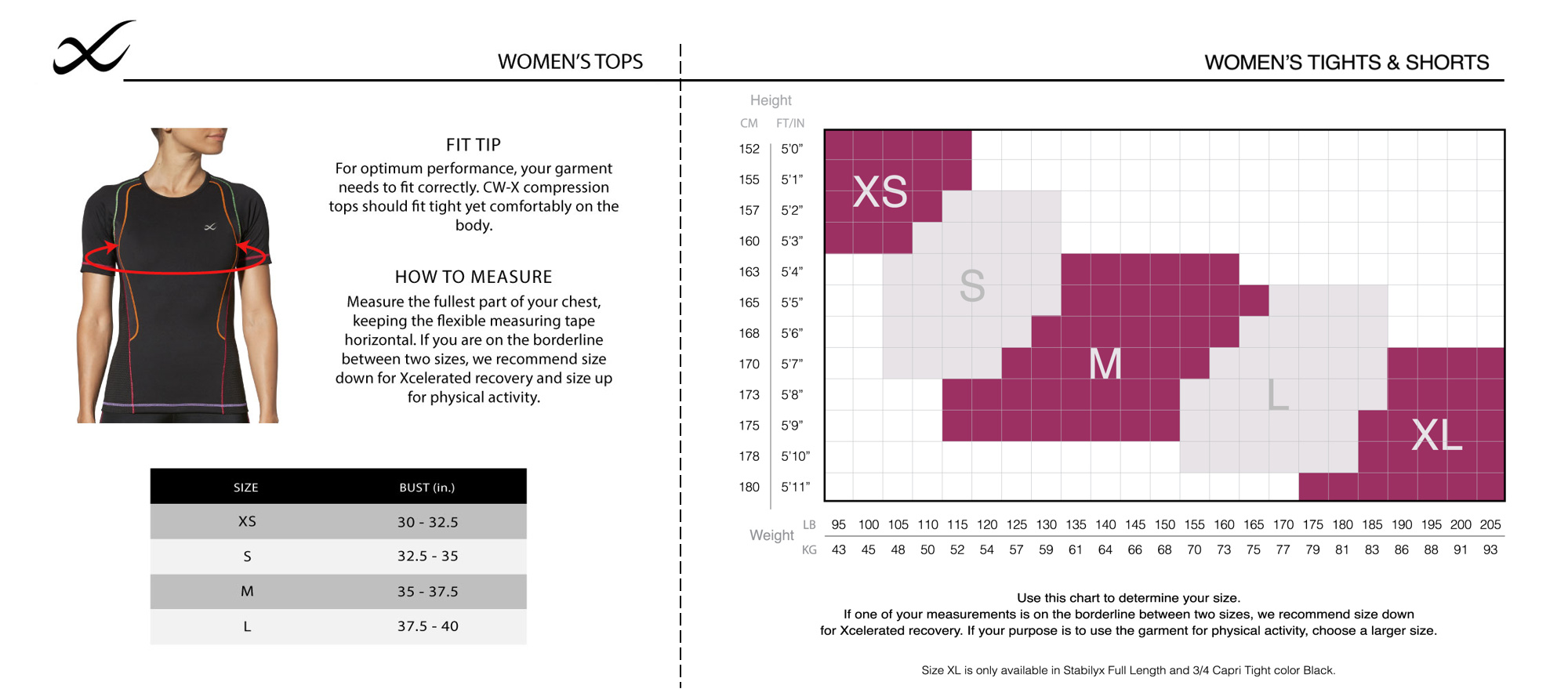 Cw X Women S Size Chart