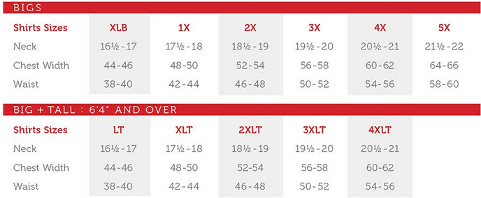 4xlt Size Chart