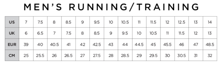 Apl Shoe Size Chart