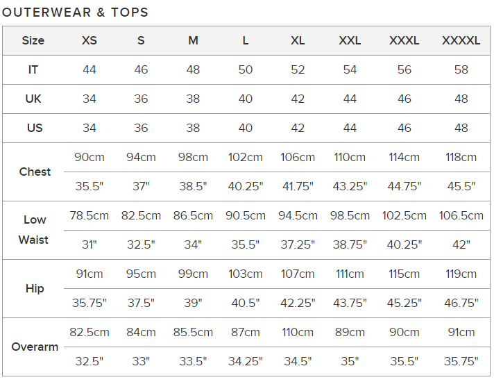 Belstaff Mens Jacket Size Chart