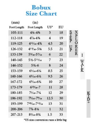 Bobux Size Conversion Chart