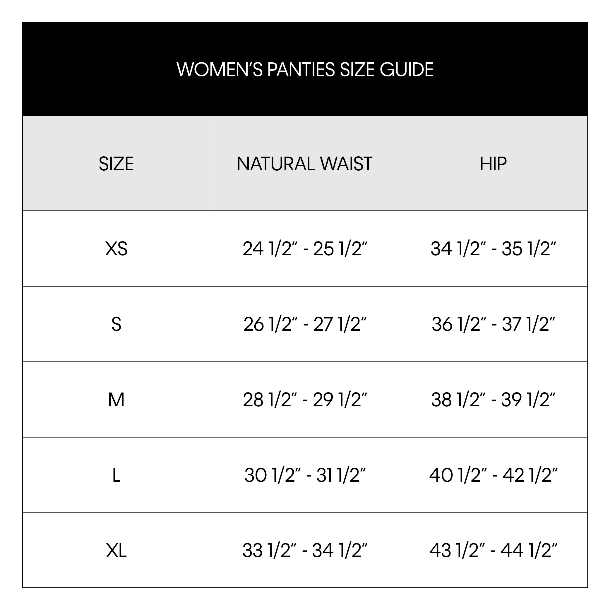 Calvin Klein Hipster Size Chart